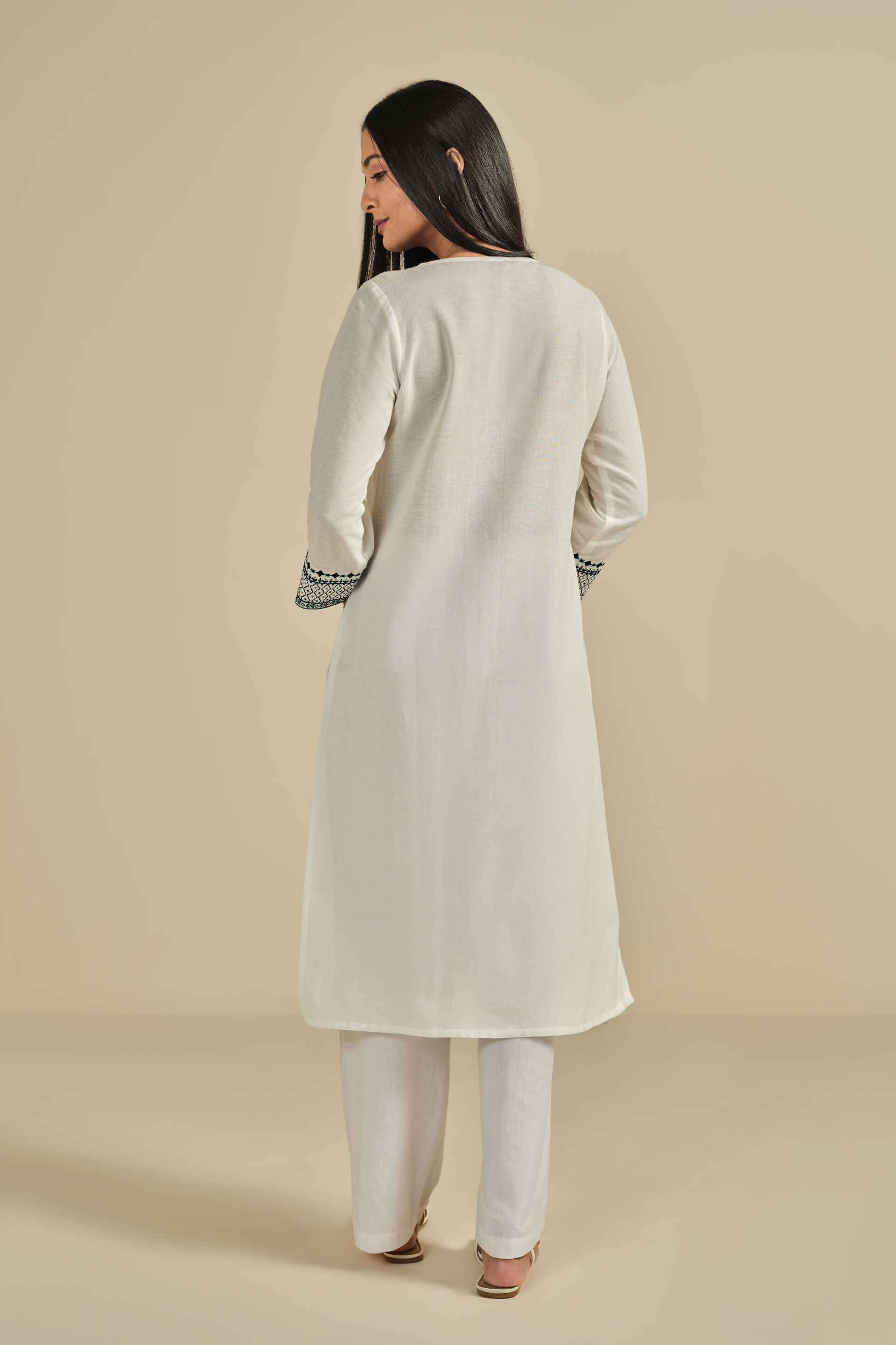 Noora White Kurta, White, image 5